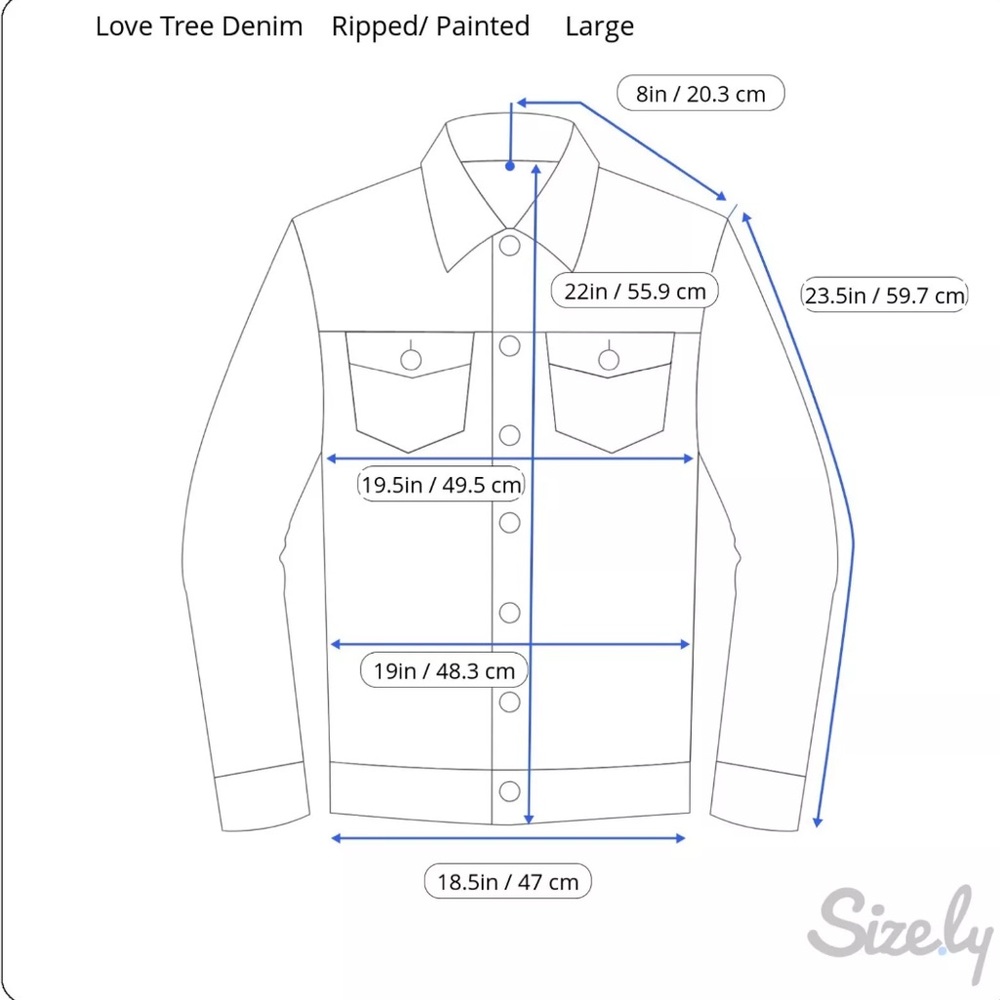 Love Tree Denim Jean Jacket Size Large Be a Kind Human Floral Painted Back‎ - Picture 13 of 13